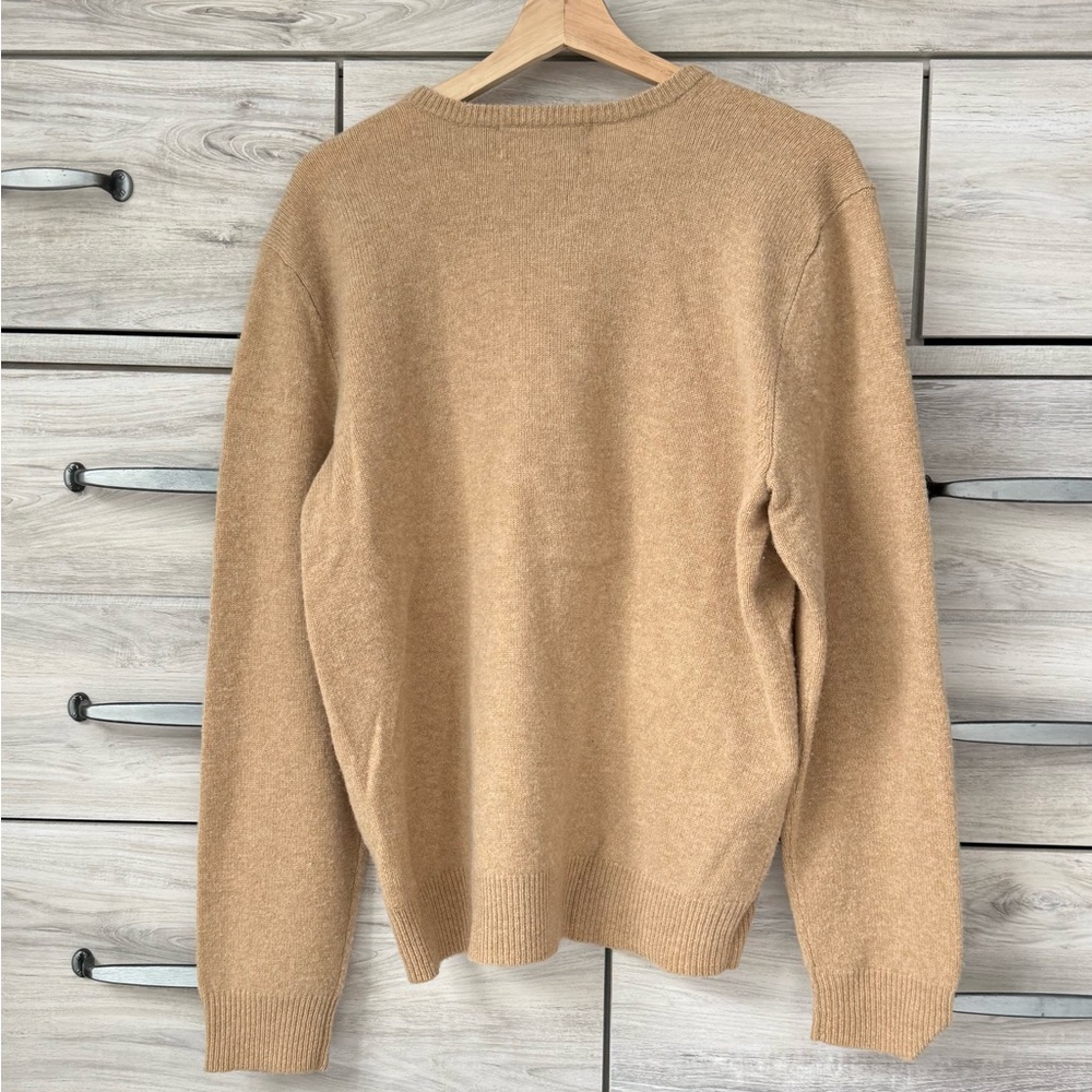 Polo Ralph Lauren 100% Lambswool V-Neck Sweater – Tan/Camel – Size L - Picture 3 of 9